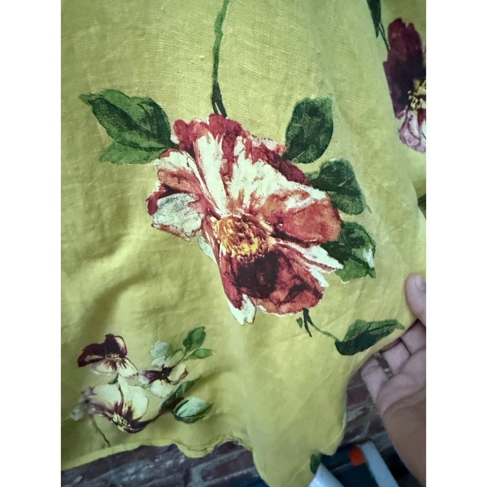 Lagenlook Nina Kendosa Paris Yellow Floral 100% Linen Boxy Top Made in Italy - Picture 6 of 9